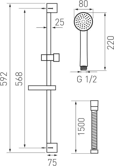 Sprchová souprava chrom KIT869,0