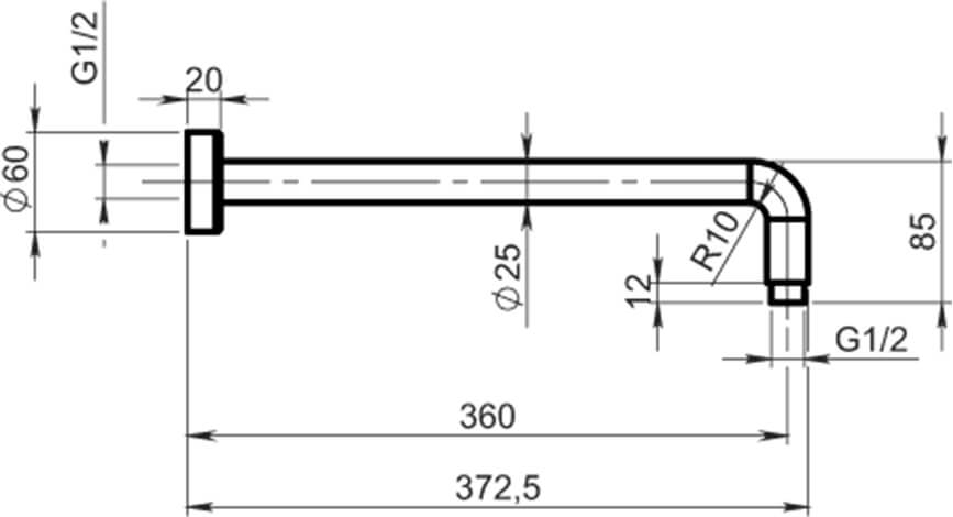 Rameno pevné sprchy RAM350,5