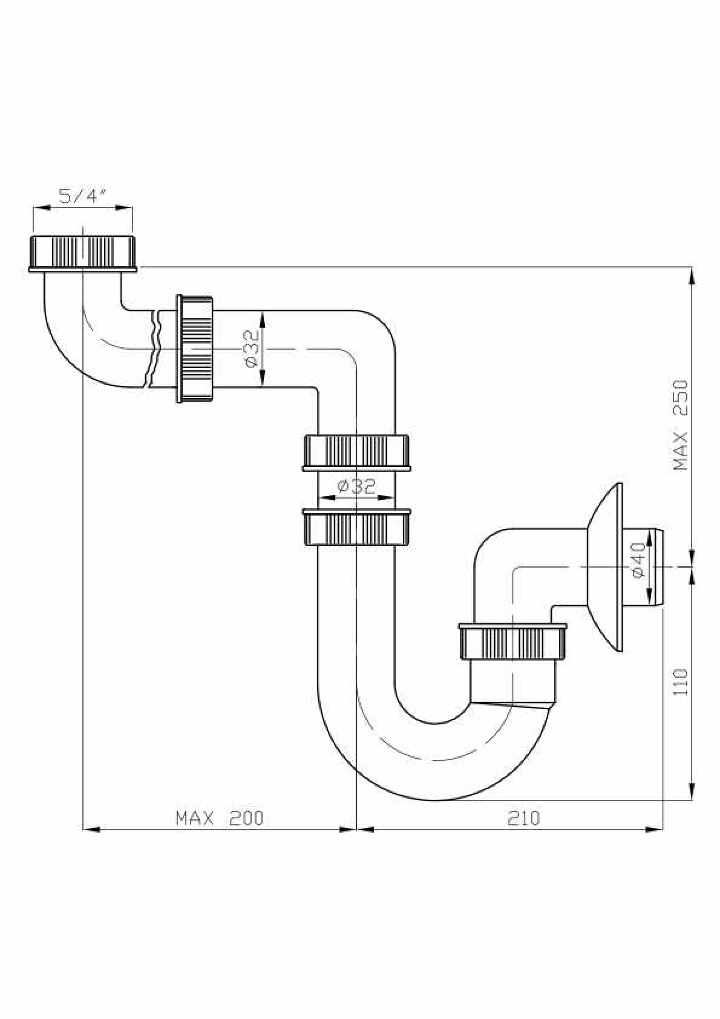 Sifon "U" 5/4-40 úsporný