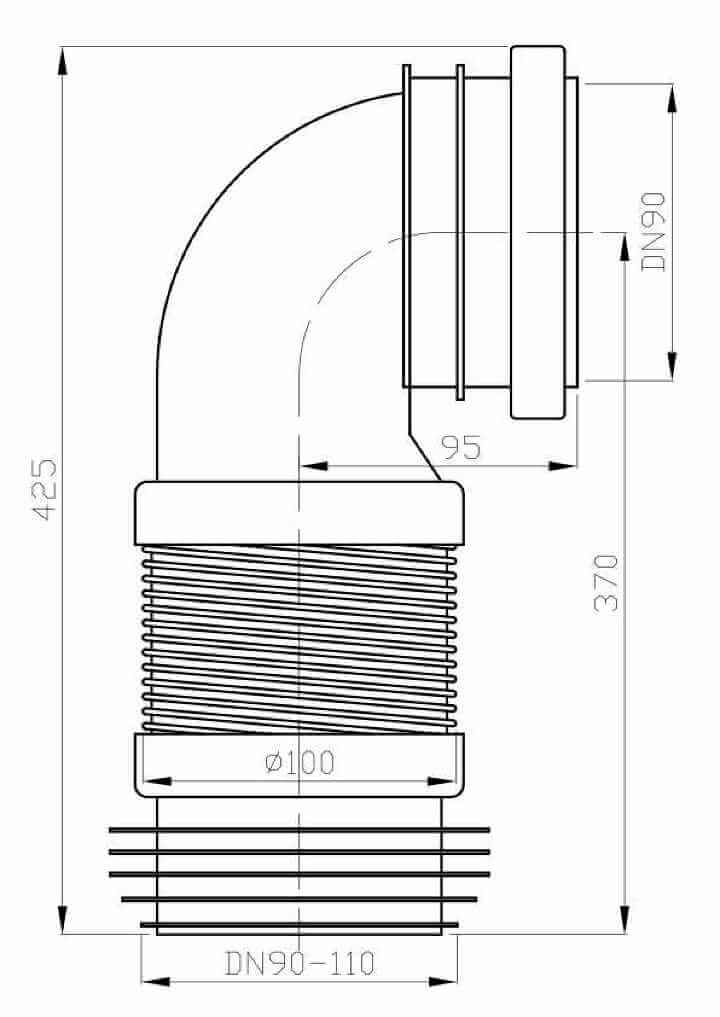 Flexi koleno 90° 205-370 mm