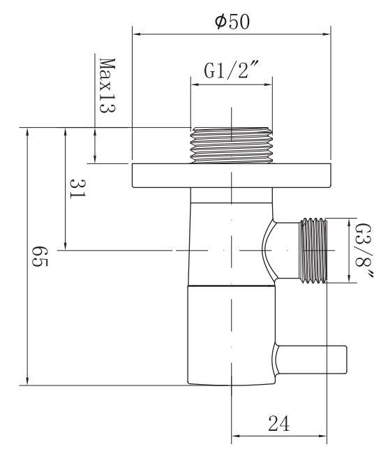 Rohový ventil 1/2"x3/8" s keramickými di...
