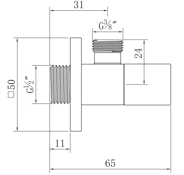 Rohový ventil 1/2"x3/8" s keramickými di...