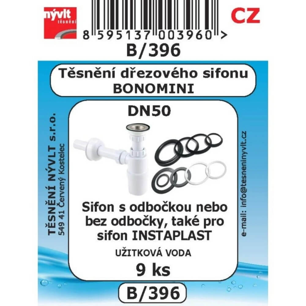Těsnění dřezového sifonu Bonomini DN50 9 ks B/396