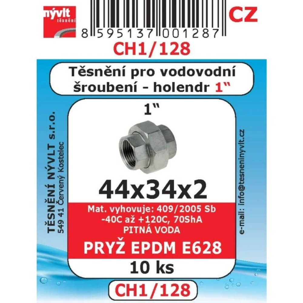 Těsnění vodovodního šroubení 1" 44x34x2 10 ks CH1/128