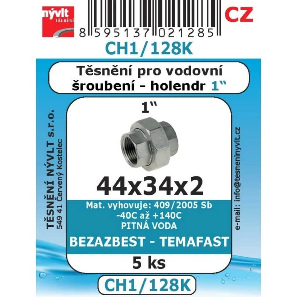 Těsnění vodovodního šroubení 1" 44x34x2 5 ks CH1/128K