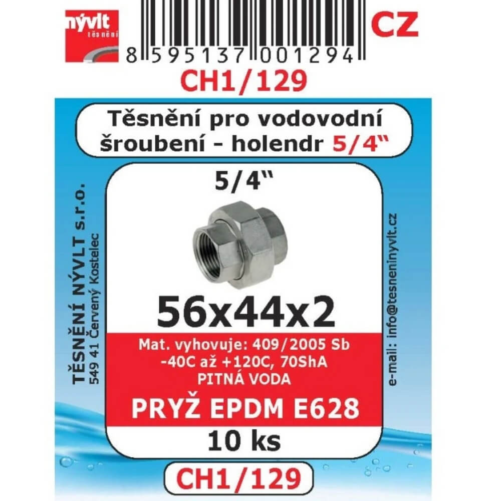 Těsnění vodovodního šroubení 5/4" 56x44x2 10 ks CH1/129