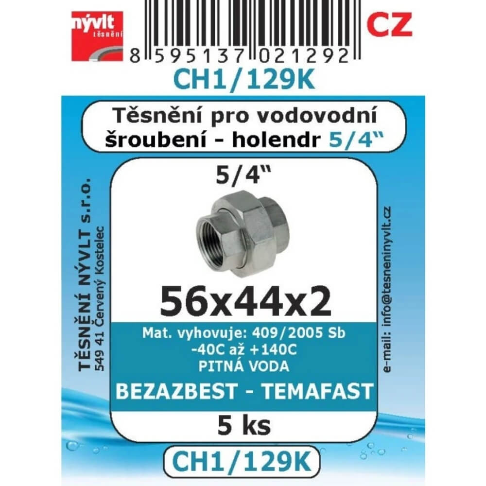 Těsnění vodovodního šroubení 5/4" 56x44x2 5 ks CH1/129K