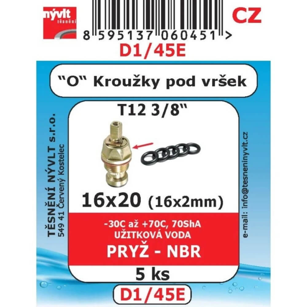 O-kroužky NBR 16x20 mm 5 ks pod vršek 3/8" D1/45E