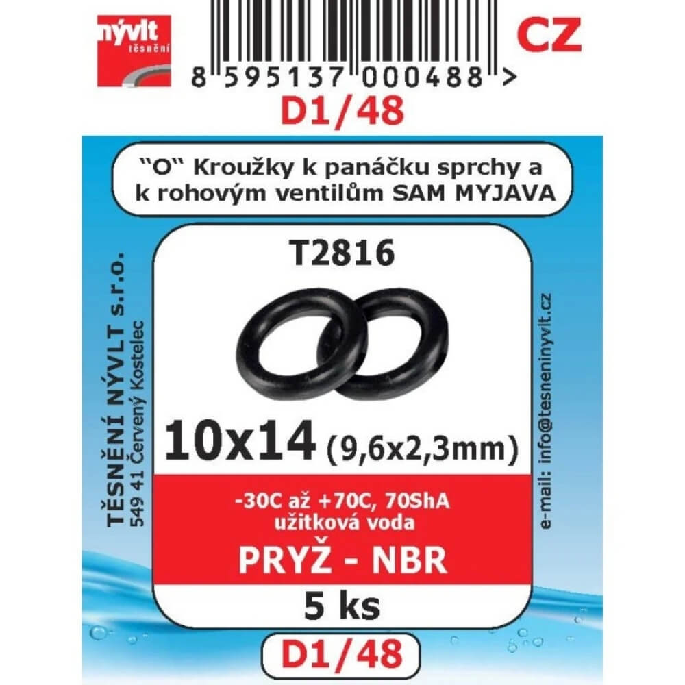 O-kroužky NBR 10x14 mm 5 ks sprcha/rohové ventily D1/48