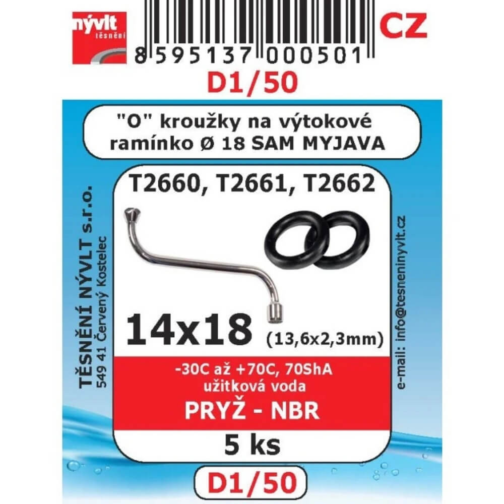 O-kroužky NBR 14x18 mm 5 ks výtokové ramínko pr. 18 D1/50