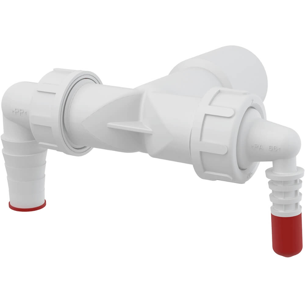 Dvojíté kolínko k sifonu DN40/32x8-23 mm s klapkami