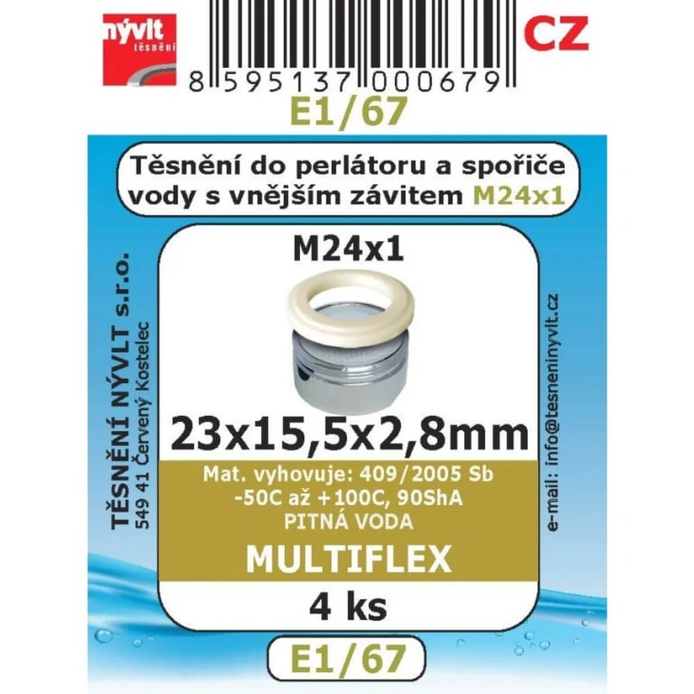 Těsnění do perlátoru M24x1 23x15,5x2,8 4 ks E1/67
