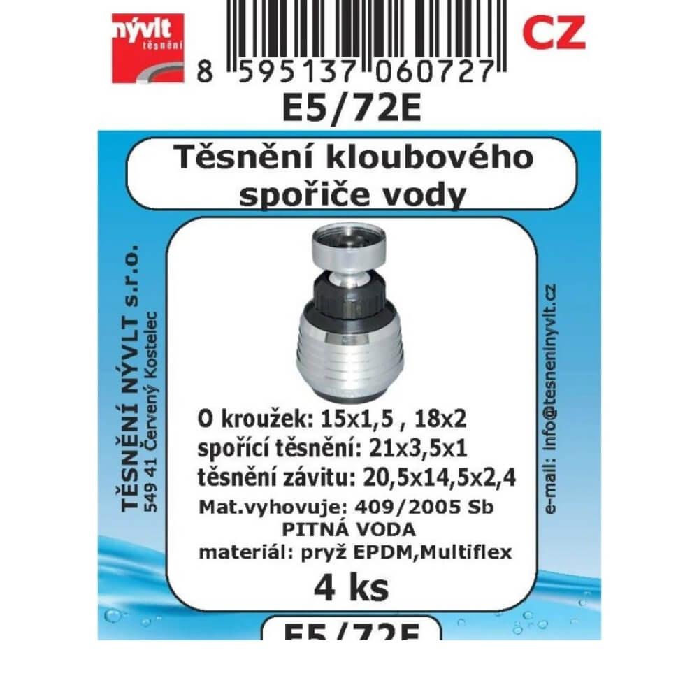 Těsnění kloubového spořiče vody 4 ks EPDM/Multiflex E5/72E