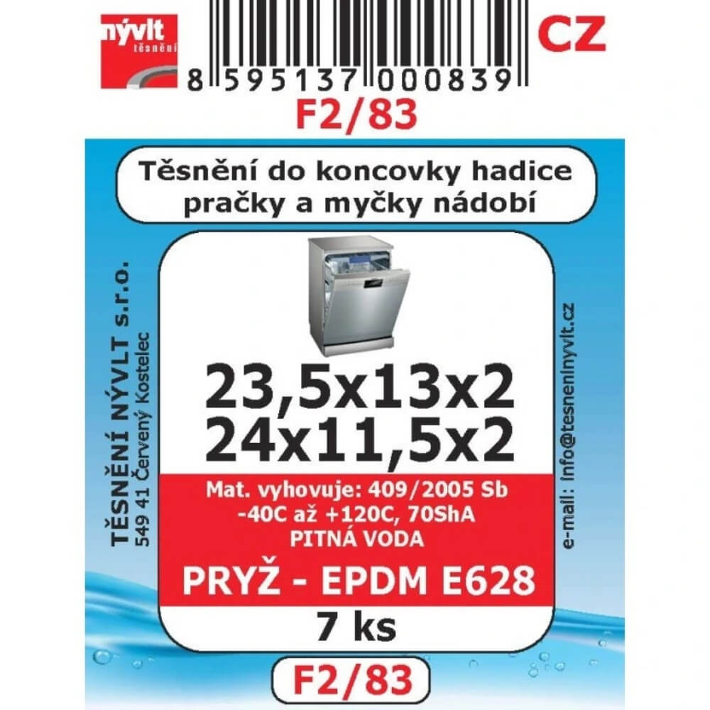Těsnění hadice pračka/myčka EPDM E628 7 ks F2/83