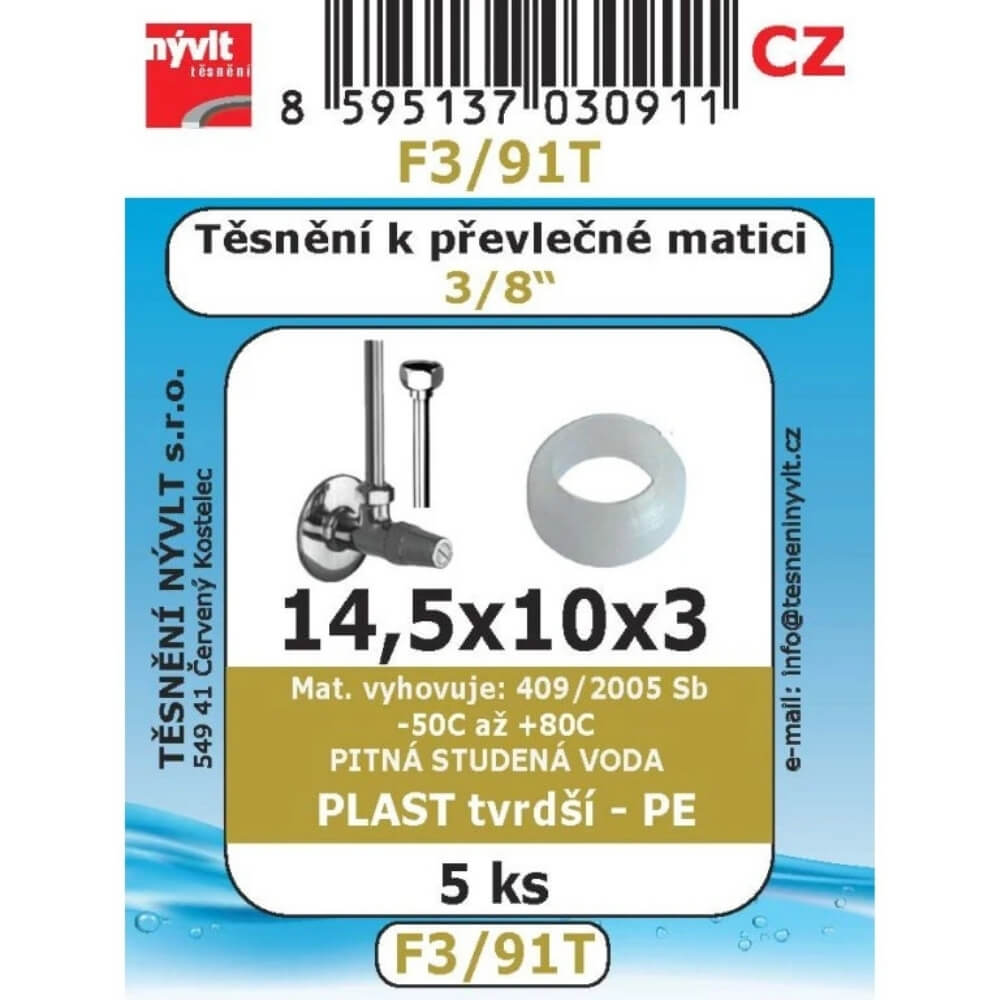 Kuželové plastové těsnění k rohovým ventilům 3/8" 14,5x10x3 5 ks F3/91T