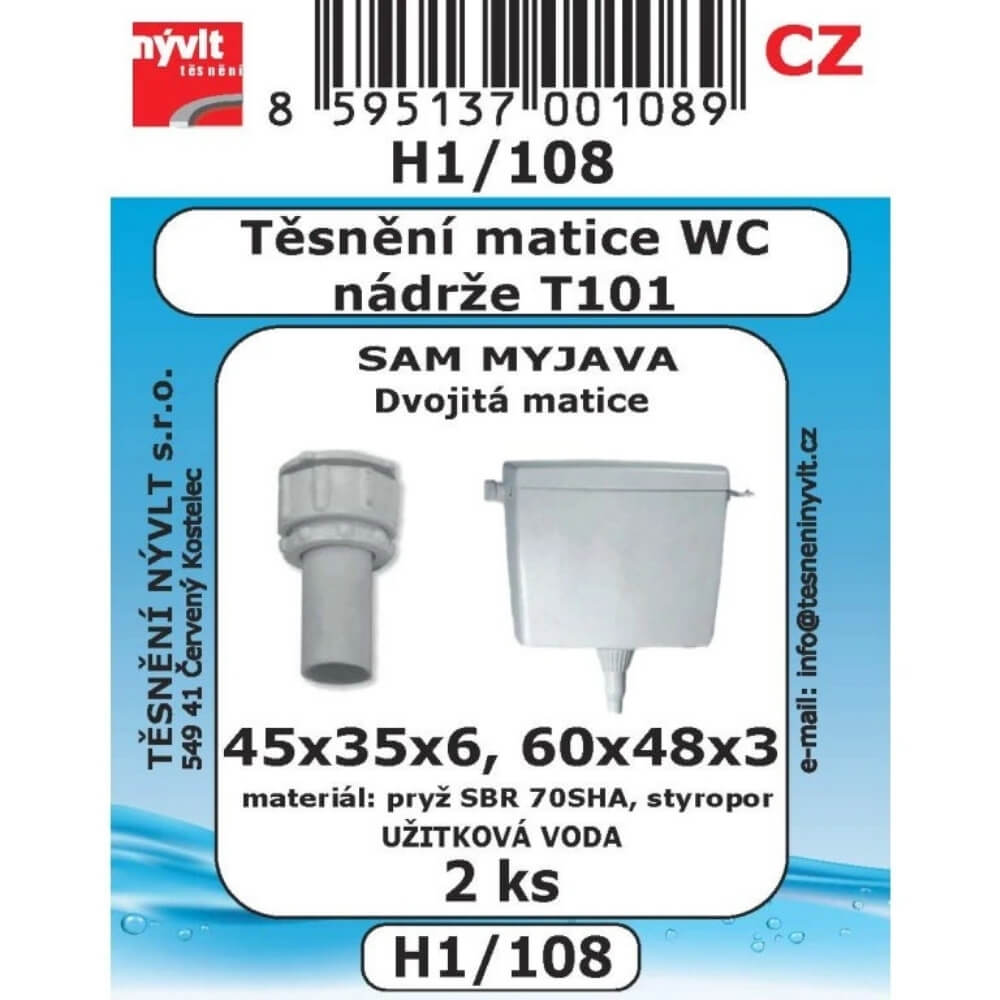 Těsnění pod dvojitou montážní matici WC nádrže T101 2 ks H1/108