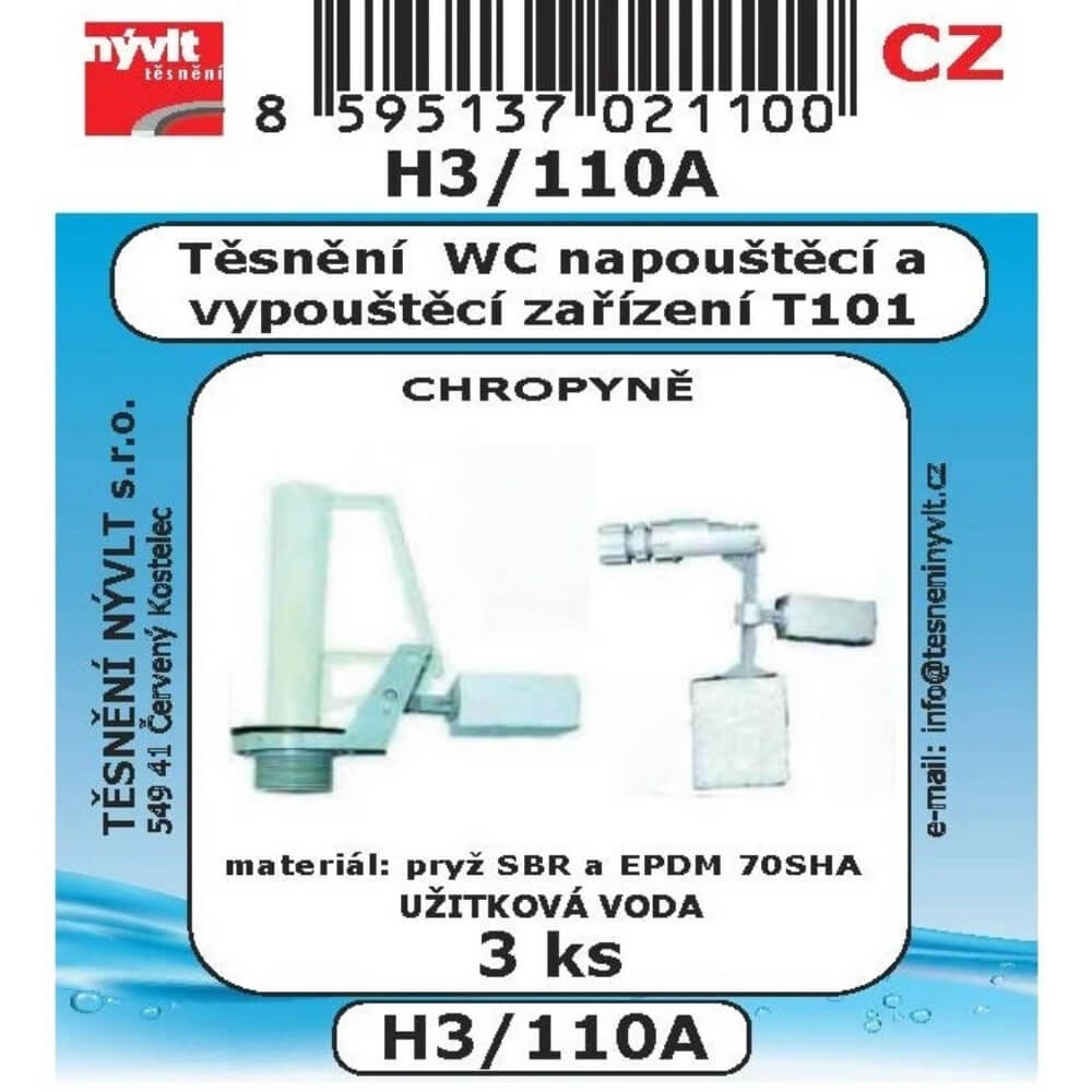 Těsnění napouštěcího a vypouštěcího zařízení T101 3 ks H3/110A