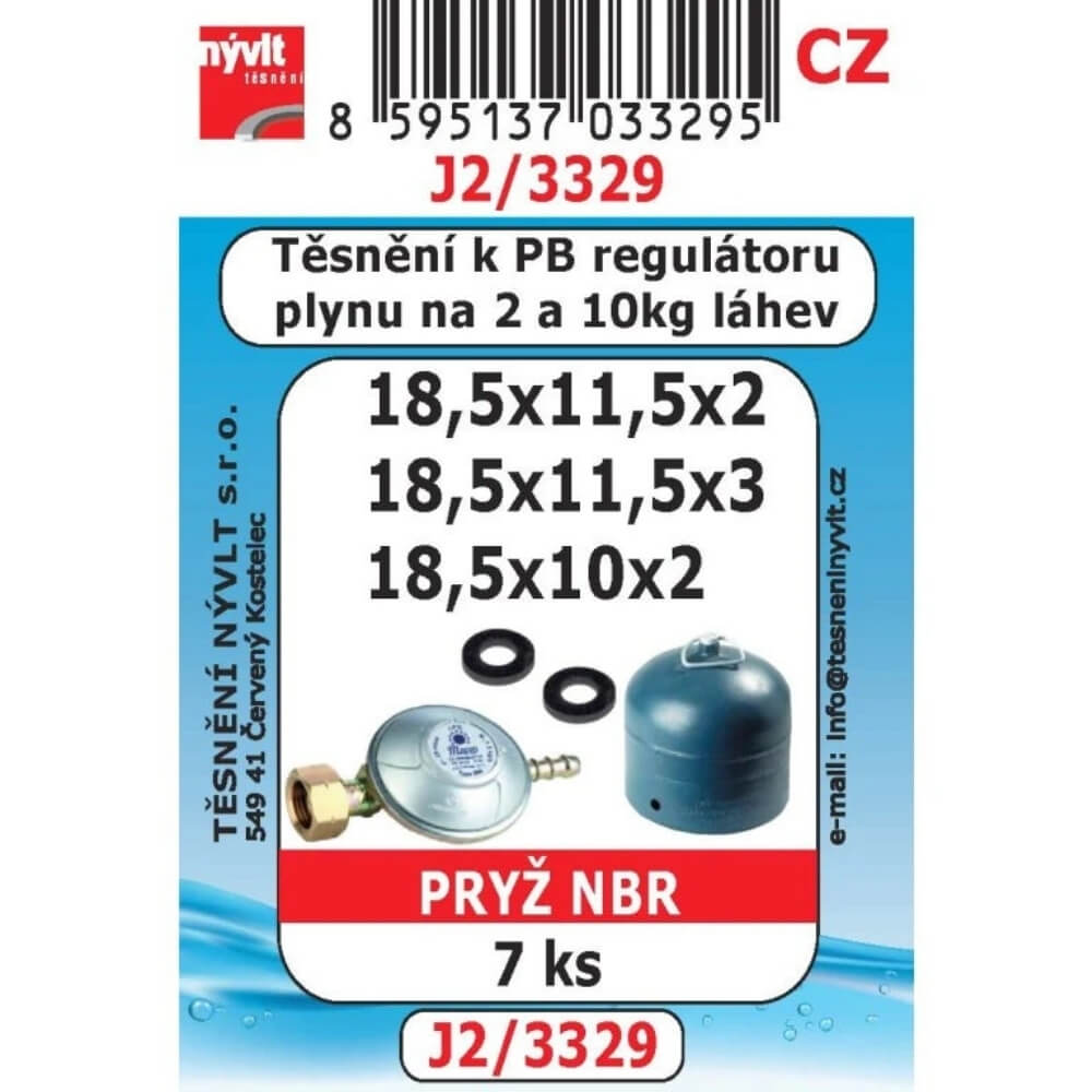 Těsnění k PB regulátoru plynu (na 2 a 10kg láhve) 7 ks J2/3329