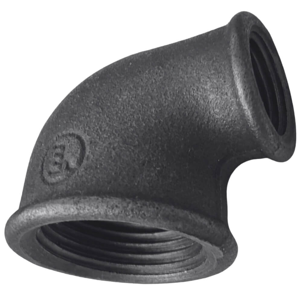 Černé koleno 3/4"x1/2" FF redukované litinové