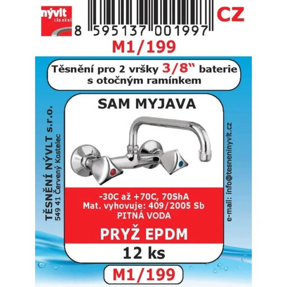 Těsnění pro vršky baterie Myjava 3/8" (otočné ramínko) 12 ks M1/199