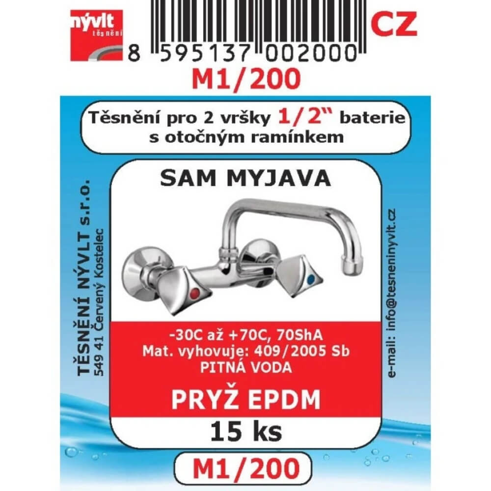 Těsnění pro vršky baterie Myjava 1/2" (otočné ramínko) 15 ks M1/200