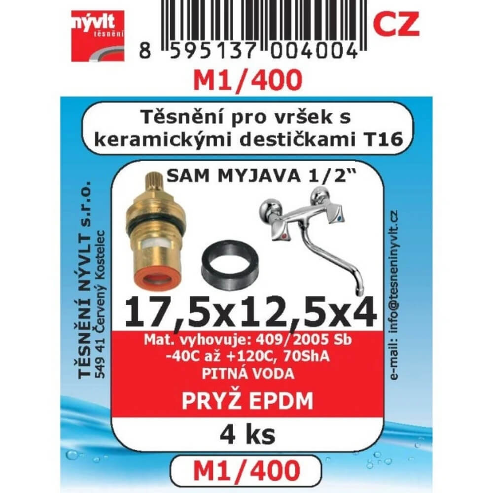 Těsnění vršku s keramickými destičkami T16 Myjava 1/2" 4 ks M1/400