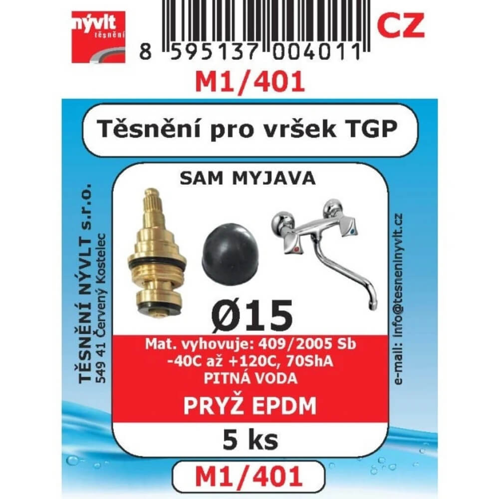 Těsnění vršku TGP Myjava pr. 15 mm sada 5 ks M1/401