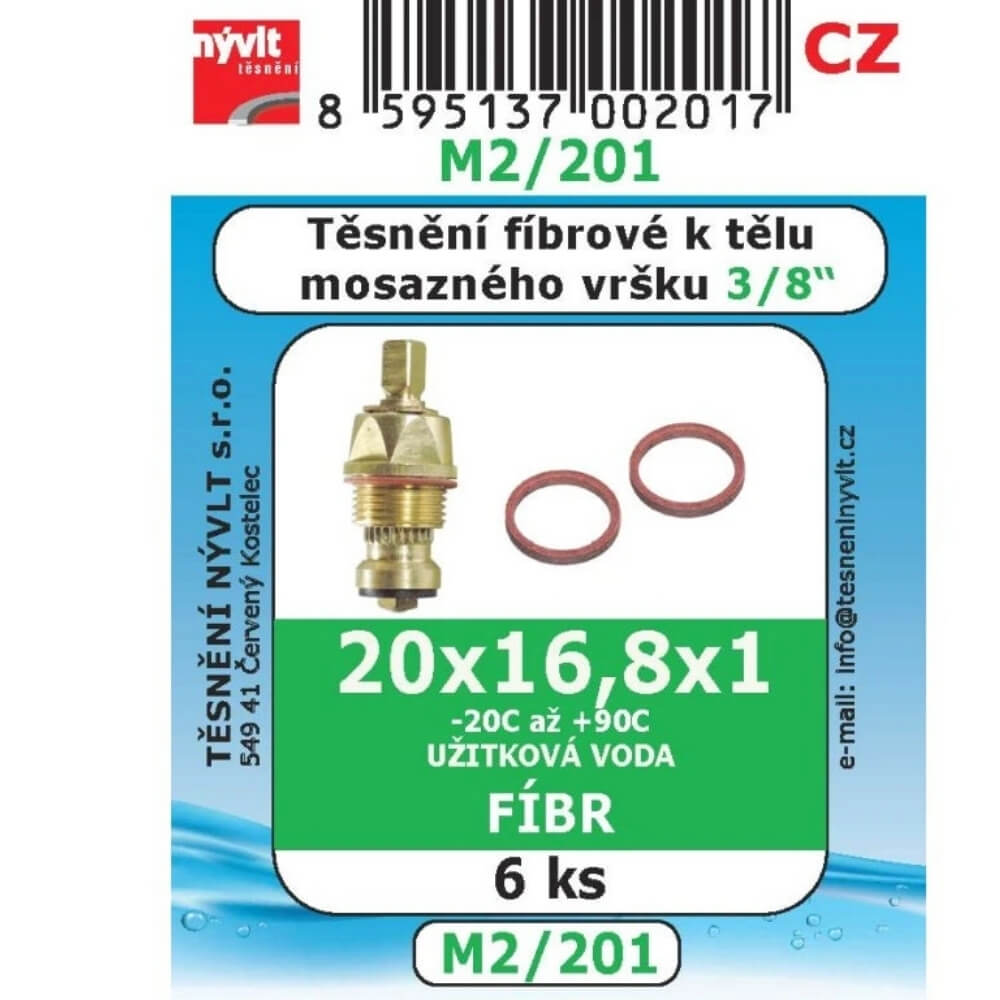 Těsnění fíbr 3/8" pod vršky 20x16,8x1 6 ks M2/201