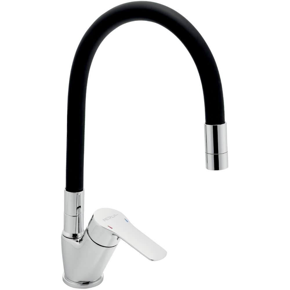 Dřezová baterie Metalia 54014F,0C s černým flexi ramenem, chrom