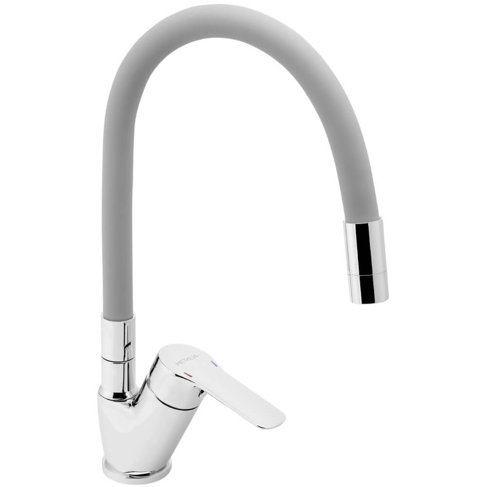 Dřezová baterie Metalia 54014F,0S s šedým flexi ramenem, chrom