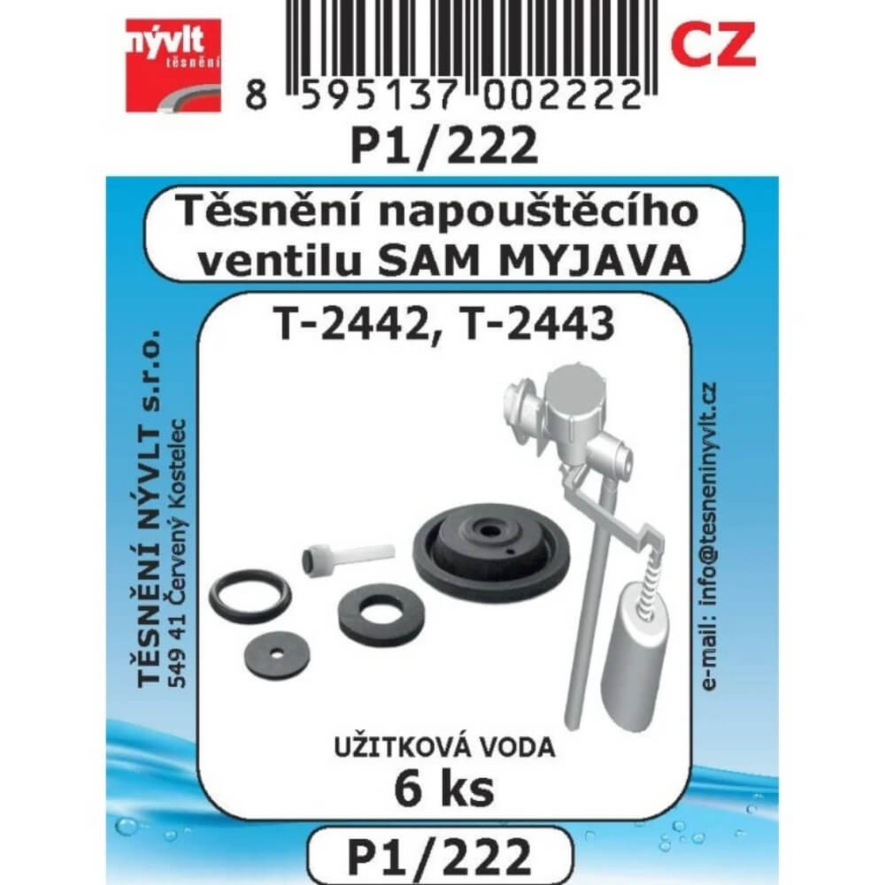 Těsnění napouštěcího ventilu Myjava T-2442/T-2443 6 ks P1/222