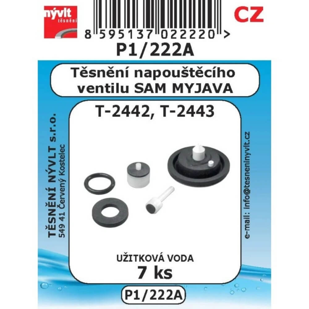 Těsnění napouštěcího ventilu T-2442/T-2443 sada 7 ks P1/222A