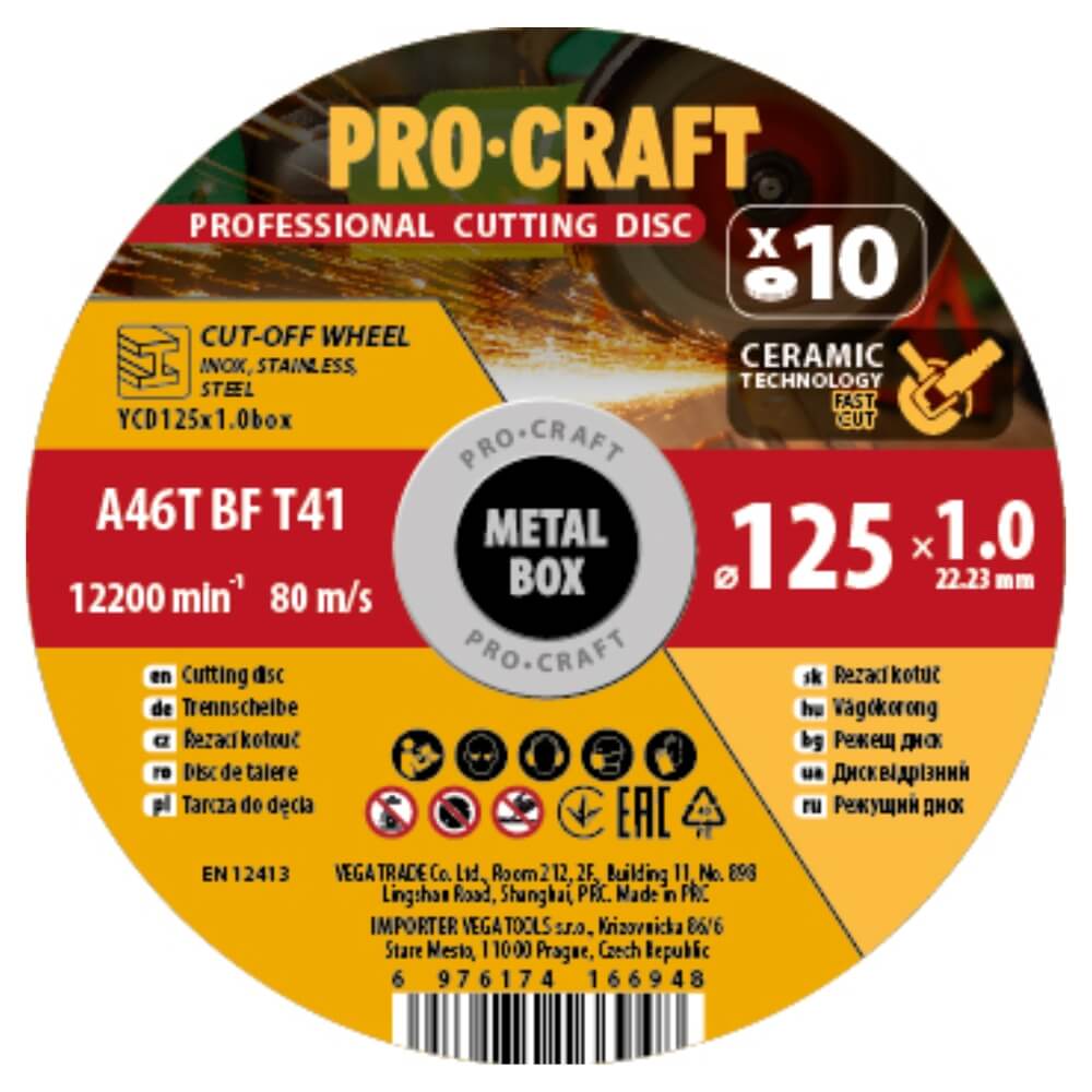 Sada řezných kotoučů 125x1,0x22,23 mm, 10 ks