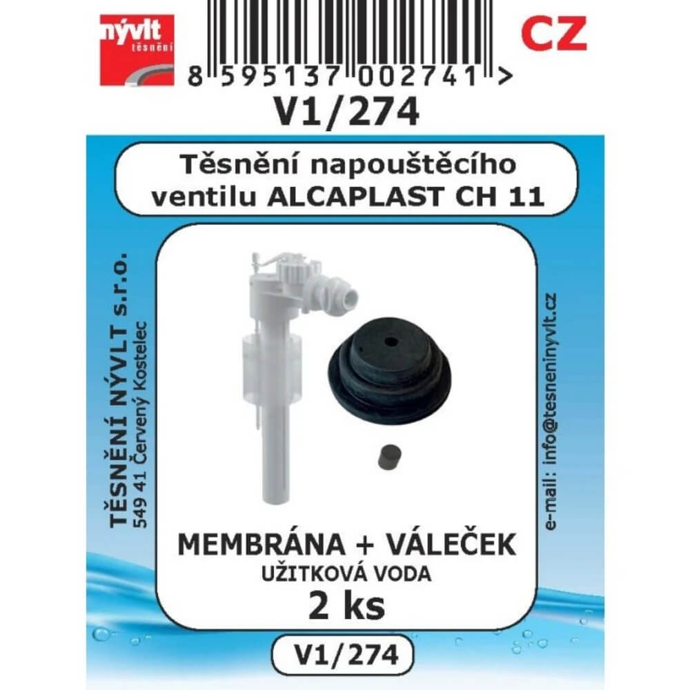 Těsnění napouštěcího ventilu ALCAPLAST CH11 sada 2 ks V1/274