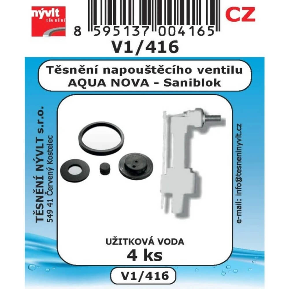 Těsnění napouštěcího ventilu AQUA NOVA / Saniblok sada 4 ks V1/416